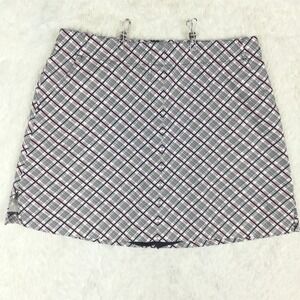 Lady Hagen Womens Skort Skirt Mini  Navy Blue White Plaid Casual Preppy Sporty 8